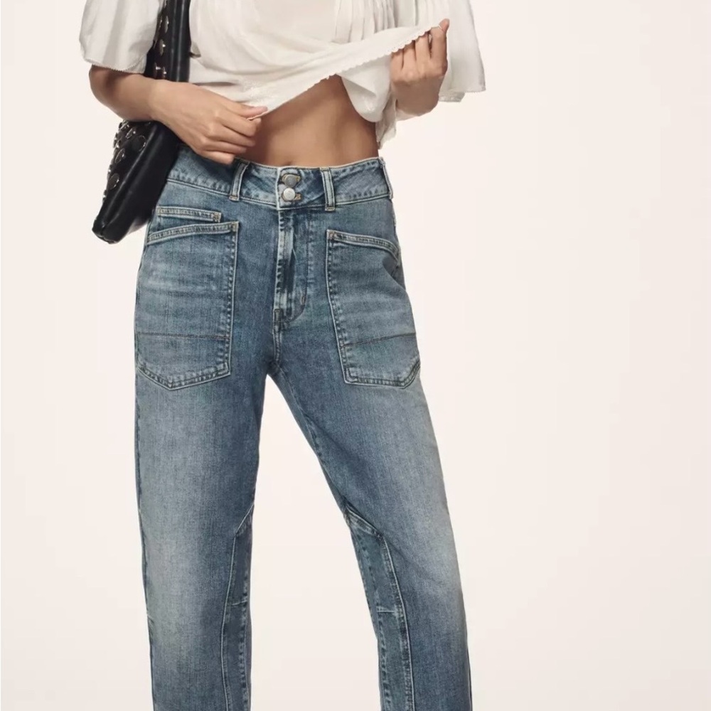 Pilcro - The Wanderer Mid- Rise Relaxed Jeans in Lonnie Wash EUC